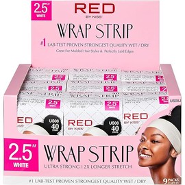 Red by Kiss Hair Wrapping Strip, Ultra Strong 2X Longer Stretch, 40 Strips, Suitable for Wet/Dry Hair, White, Styling Paper for Sleek Hairstyles (2.5", White, 9 PACK)