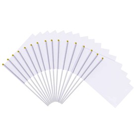 100Pack Plain White Handheld Flags DIY Hand Waving Flags Blank Mini Flags On Sticks with Flagpole for Football Supporters, Bars, Clubs, Parties, Birthdays, Sporting Events, Community Events, 14x21cm
