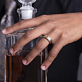 100S JEWELRY Tungsten Rings For Men Wedding Bands Two Tone Gold Silver Hammer Finish Middle Size 6-16 (tungsten, 13)