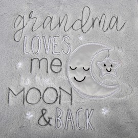 30x40 Fleece Baby Nursery Blanket with Satin Trim for Boys, Girls, and Unknown Gender Baby (Grandma's Love Moon)