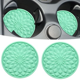 JUNAHAA Car Cup Coaster, Universal Automotive Waterproof Non-Slip Cup Holders Sift-Proof Spill Holder Car Interior Accessories 2 Pack Mint Green