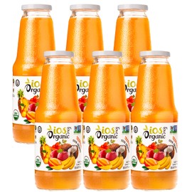 IOS Love Organic Juice - USDA Organic Certified - Cold Pressed, No Added Sugar, No Water, No Artificial Colors, No Preservatives, No Flavors Added, No Gluten - 33.8 Fl Oz (Tropical, Pack of 6)
