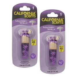California Scents Air Fresheners Hanging Vial Necklace, Hanging Car Air Freshener & Odor Eliminator for Strong Odor (2 Packs, Monterey Vanilla)