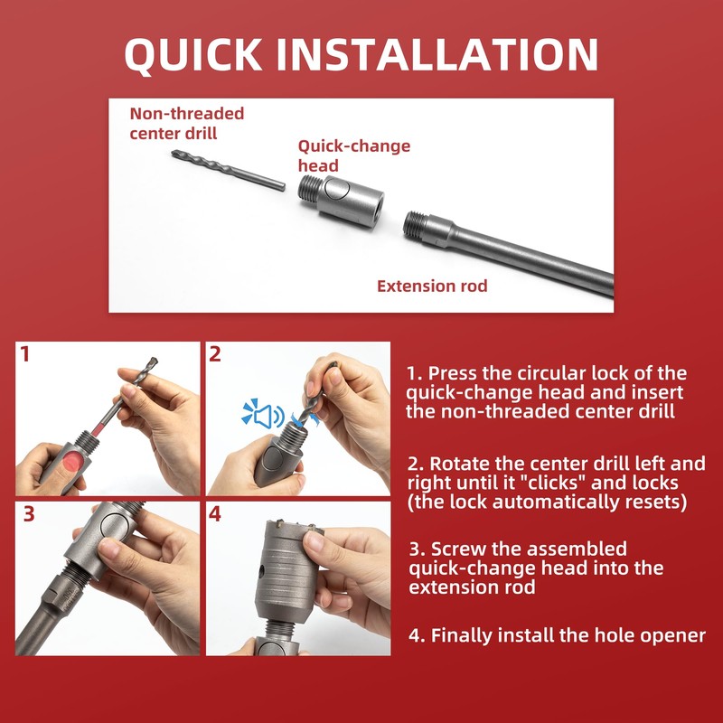 220 mm SDS Plus Extension Shank for Drill Bits Drill