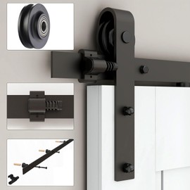 BONIKLUBA 6.6FT Sliding Barn Door Hardware Kit for Single Door-Sturdy&Smoothly&Quietly-Heavy Duty-Easy to Install, Fit 36"-40" Wide Door(J Shape Hanger)