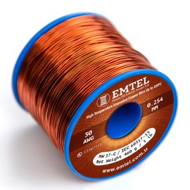 Emtel 30 AWG - 1 lb (3277 feet) Magnet Wire - Enameled Copper Wire for Electrical Motor Transformer Magnetic Coil 220°C (428°F) Thermal Class - Double Insulated Winding Wire