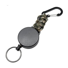 [A-CRAFT] リールキーホルダー 60cmまで伸びる キーホルダー カラビナ 二重リング キーリール (カモフラージュ)