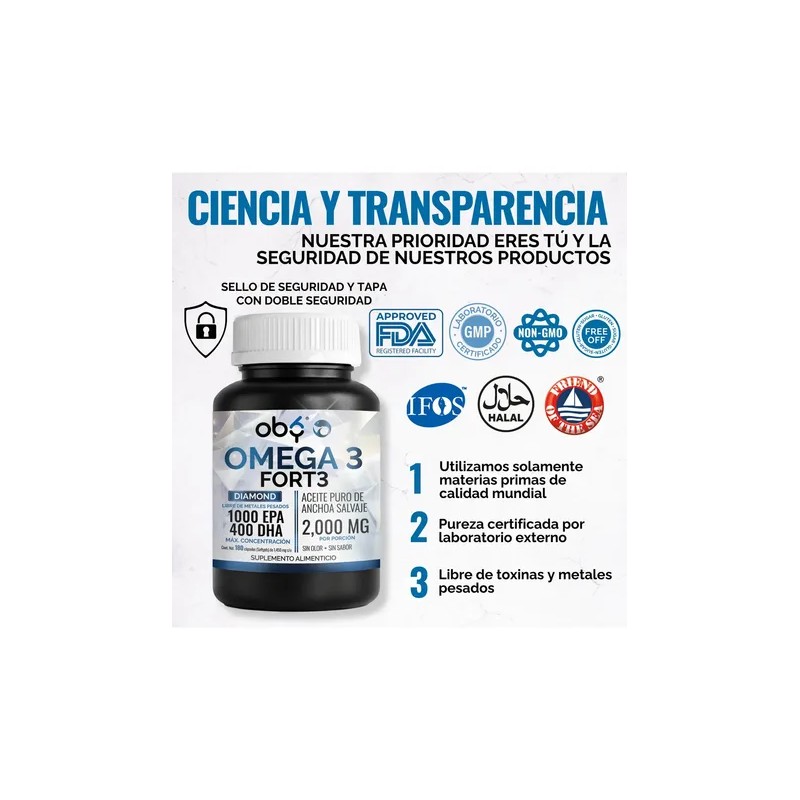 Omega 3 Diamond 2000mg Anchoa, EPA DHA Sin Eructos, Sabor