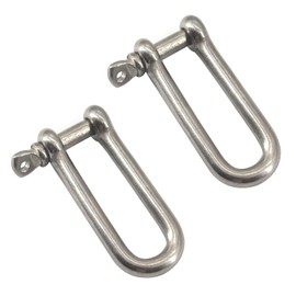 M10 Long D Ring Shackle 304 Stainless Steel Anchor Shackle With Screw Pin For Material Handling,Rigging Accessories,Connecting Chains and Ropes (Pack of 2)
