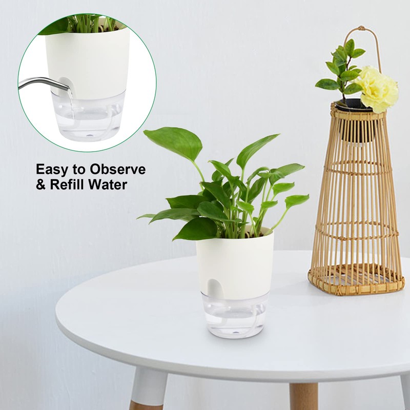 ShineMe Self Watering Pots, 5 Pack Self Watering Planters for
