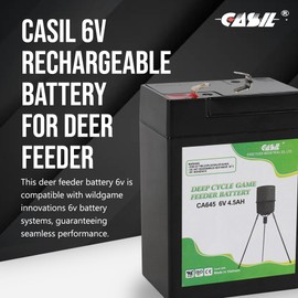 Casil 6V 4.5ah Rechargeable Battery - 6 Volt Rechargeable Deer Feeder Battery Compatible with Moultrie & Wildgame Innovations