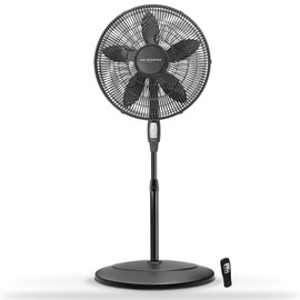 Air Monster 15732-R 18-Inch Diameter 3-Speed Adjustable Height Oscillating Pedestal Fan with Remote Control and 7.5 Hour Timer, Black