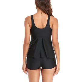 GAGATY Trajes de Baño para Mujer con Control de Abdomen, Trajes de Baño para Mujer de 2 Piezas, Alta Elasticidad, Duradero, Traje de Baño Mujer Natacion para Playa (Negro, M)