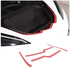 Trunk Edge Panel Trim Patch Stainless Steel 4PCS Compatible with Corvette C8 Stingray 2020-2024 Trunk Borders Cover Sequin Trim Accessories (Style A-Red)