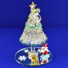Folkart Cute Handmade Glasswork Sleigh Pull Santa Tree Set