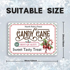 North Pole's Finest Candy Cane Metal Sign Christmas Candy Decor for Christmas Home Decor for Farmhouuse Bar Shop Cafe Wall Decor Poster 8x12 inch