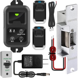 UHPPOTE 2.4GHz WiFi Electric Stike Access Control Door Lock Kit System with Remote Control and Smartphone app Access