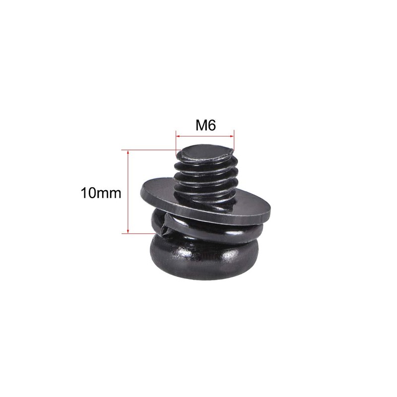 sourcing map M6 x 10mm Carbon Steel Phillips Pan Head