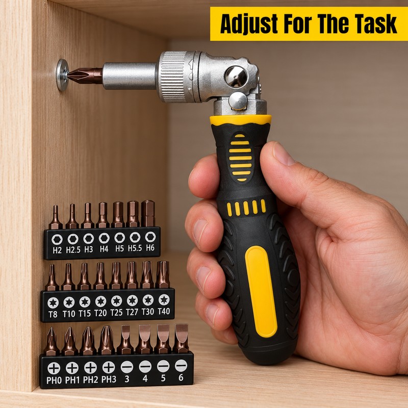 72-Tooth Dual-Way Ratcheting Screwdriver Set – Magnetic Multi-Function Hand Repair