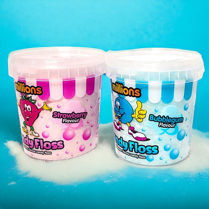 Millions Candy Floss Bulk Bundle, Strawberry & Bubblegum Flavors, 2