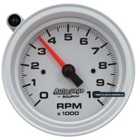 AutoMeter Tachometer Gauge 10K RPM 3 3/4in Pedestal w/Ext. Shift-Light - Silver