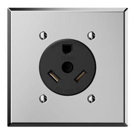 ELEGRP NEMA TT-30R RV Receptacle, 30A 125V Flush Mounting Power Outlet UL, with Stainless Steel Wall Plate, Electrical Straight Blade Receptacle for Travel Trailers/Heavy Duty, Grounding, 1 Pack