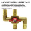 Solid Brass 5/8 Inch Heater Control Valve, 4-way Automobile Heating