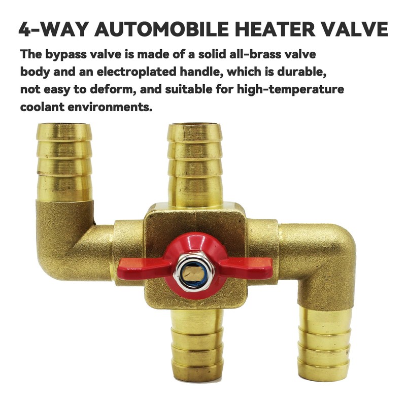 Solid Brass 5/8 Inch Heater Control Valve, 4-way Automobile Heating