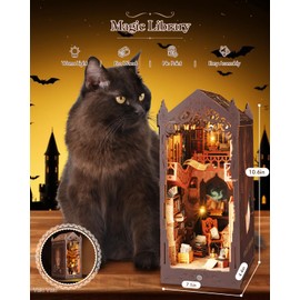 Vaki Vaki [2025 New] Magic Bookstore Book Nook Kit with Dust Cover & LED Light, DIY Miniature House Kit Toy for Kid, 3D Wooden Puzzle Bookshelf Decor Building Kit, Birthday Gifts for Family & Friends