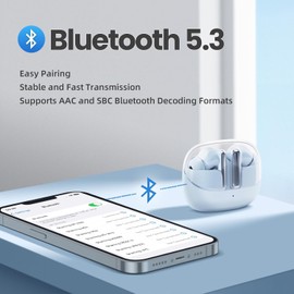 SHANLING MTW60 Wireless Earbuds Bluetooth 5.3, 34H Playtime HiFi Earbuds with Noise Cancelling Mic, 13mm Dynamic Driver, IPX4 Waterproof Sports Earphones, Type-C Charging Case Headphones - Blue