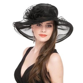 SAFEIN 여성 오르간자 교회 파시네이터 브라이덜 티 파티 웨딩 모자 [Sfhat-001-red] SAFEIN Women's Organza Church Fascinator Bridal Tea Party Wedding Hat [Sfhat-001-red]