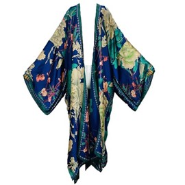 Summer Women Bikini Sweet Cardigan Stitch Cocktail sexcy African Holiday Maxi Batwing Sleeve Silk Feeling Robe Kaftan, Color24, One Size Plus