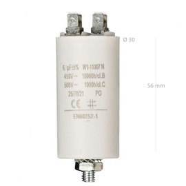 Start-up capacitor for electric motor 450 VAC, 6.3 uF