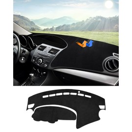 Autorder Dashboard Cover Mat for 2010-2013 Mazda 3 Sedan/Hatchback/MazdaSpeed3 Accessories Dash Cover Flannel Dash Mat Sunshade Glare UV Rays Protector