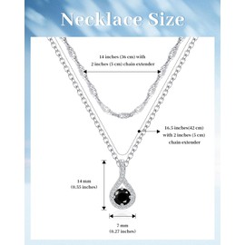 Mesovor Silver Infinity Birthstone Necklaces for Women, Delicate Water Wave Chain, Silver-Plated Multi-Row Necklaces, Gifts, Brass, Cubic Zirconia