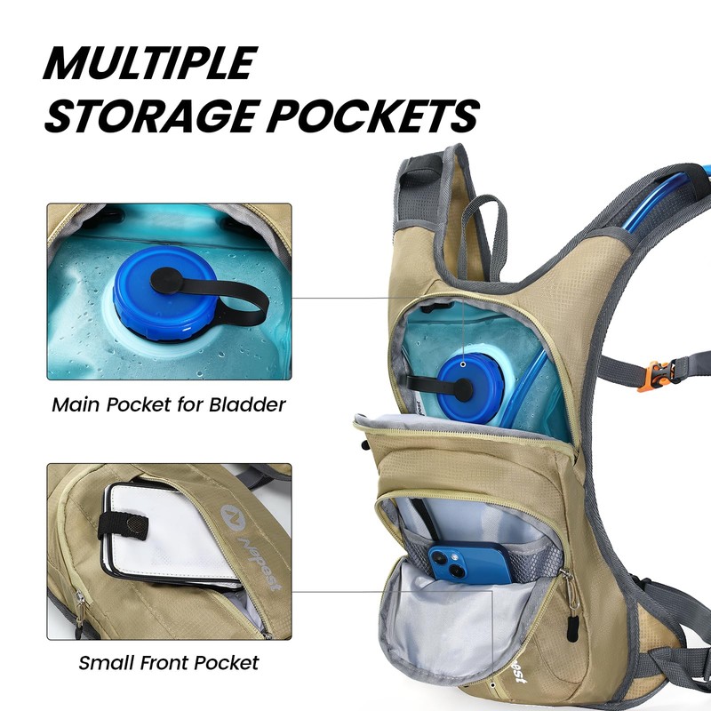 Nepest Hydration Pack Backpack with 2L Water Bladder, Lightweight Water