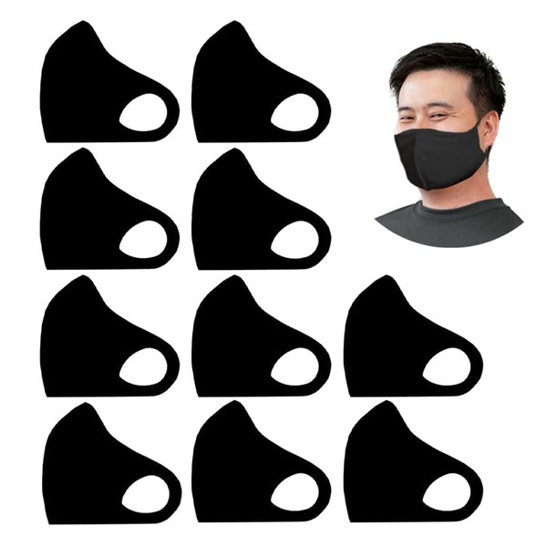 CLO'Z [Made in Japan] Crotz 3L Mask, 10 Masks, Large Size, Thin and Heat Resistant, Washable, Swimsuit Material, Stretchable (Black (Pack of 10)