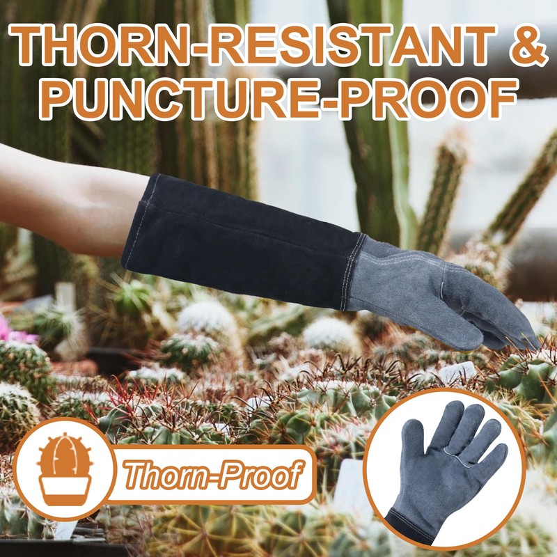 HLDD HANDLANDY Long Gardening Gloves for Women Men - Leather