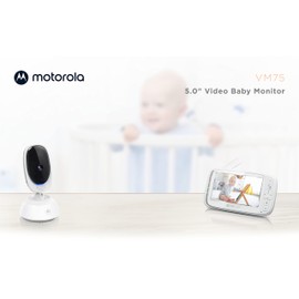 Motorola Nursery Baby Monitor with Camera VM75 - Surveillance Camera with 5 Inch Parent Unit - Baby Monitor with Night Vision, Digital Zoom, Two-Way Communication and Lullabies - Plastic - White