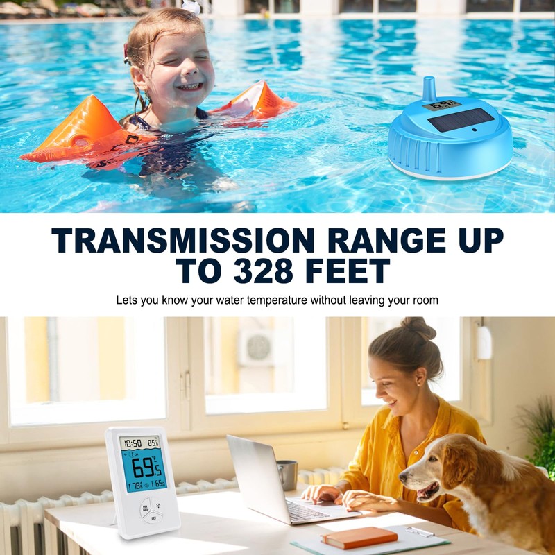 Pool Thermometer Floating Easy Read, Digital Wireless IPX8 Waterproof Thermometer