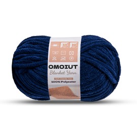 OMoiout Chunky Chenille Yarn for Crocheting, Soft Baby Blanket Yarn, #7 Super Bulky, Chunky Knit Blanket Crochet Yarn, 7 oz/109.4 yds Fluffy Velvet Amigurumi Yarn(Navy Blue)