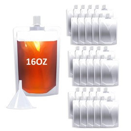Cloudslucky 16OZ 30PCS Drink Bags,Reusable Spouted Pouches with Funnel for Drinking Liquid Beverage Juice,Stand Up Plastic Flasks for Travel Camping Outdoor Sport Concert Events,Leak-Proof Food Grade
