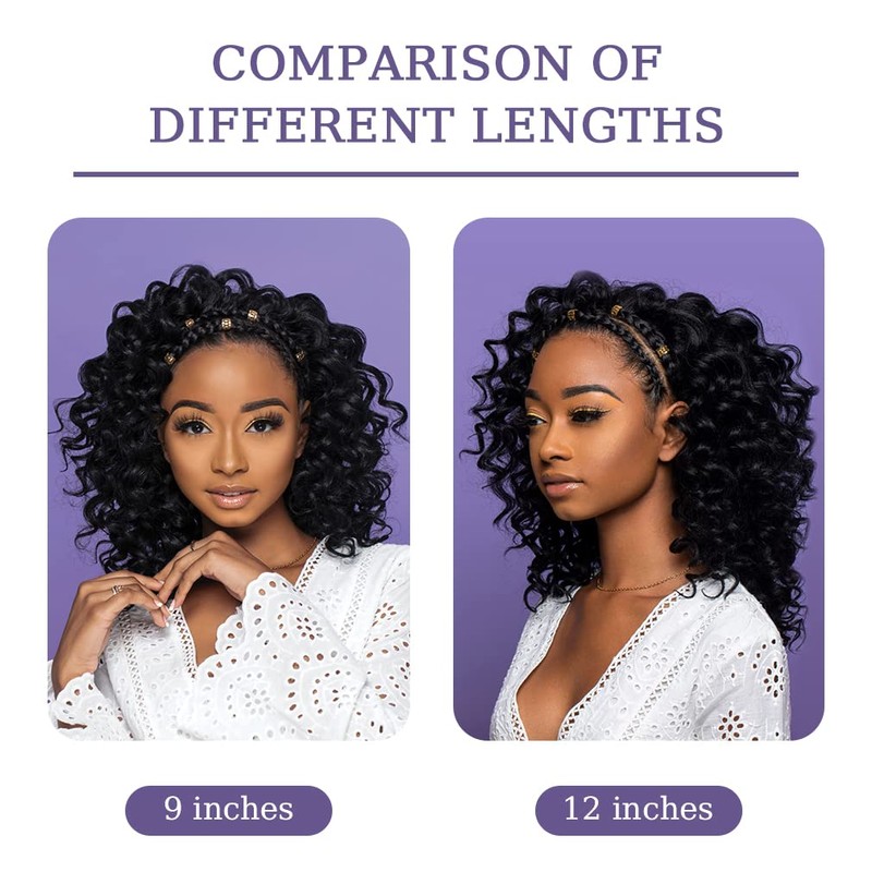 Ocean Wave Crochet Hair 7 Packs 12 Inch Black Deep