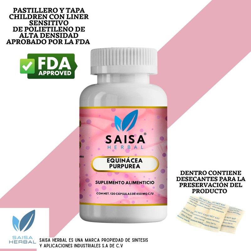 Equinacea Purpurea Premium 100% Pura De 120 Cáp Saisa Herbal