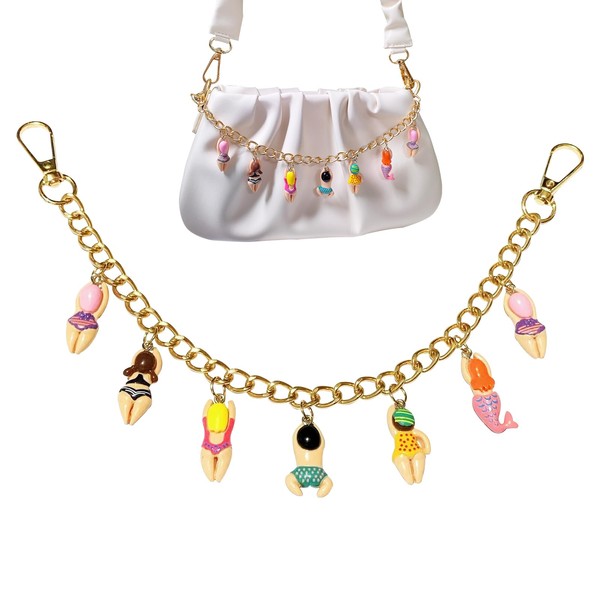 FengFaer Cute Gold Bag Charms Wallet Chain Keychains Purse Accessories,Handbag