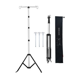 OMUKY Telescopic Lantern Stand with Base Outdoor Camping Lamp Stand Pole Adjustable Lantern Pole (Silver)