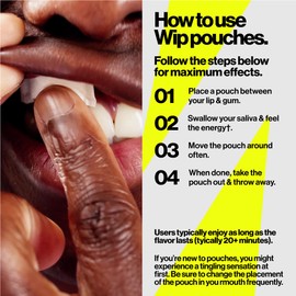 Wip Energy Pouches | 200mg Natural Caffeine | Vitamins and Minerals | Sour Cherry | 15 Pouches Per Can | 3 Cans