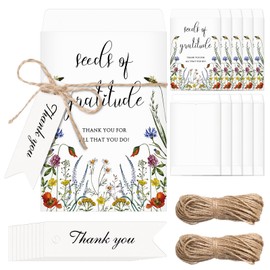 Chuangdi 25 Sets Wildflower Seed Packets Seeds of Gratitude Party Favors for Guests Self Adhesive Seed Packets Kraft Paper Seed Envelope with Thank You Tags Twine Thank You Party Favors (No Seeds)