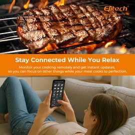Elitech Bluetooth Meat Thermometer Dual Probe WMT-20 with App - Wireless Grill Thermometer for iOS/Android, Heat Resistant to 300°C, Precision Measurement 0-100°C