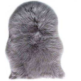 KAIHONG Faux Fur Sheepskin Style Rug (60 x 90 cm) Faux Fleece Chair Cover Seat Pad Soft Fluffy Shaggy Area Rugs For Bedroom Sofa Floor (gray, 60 x 90 cm)